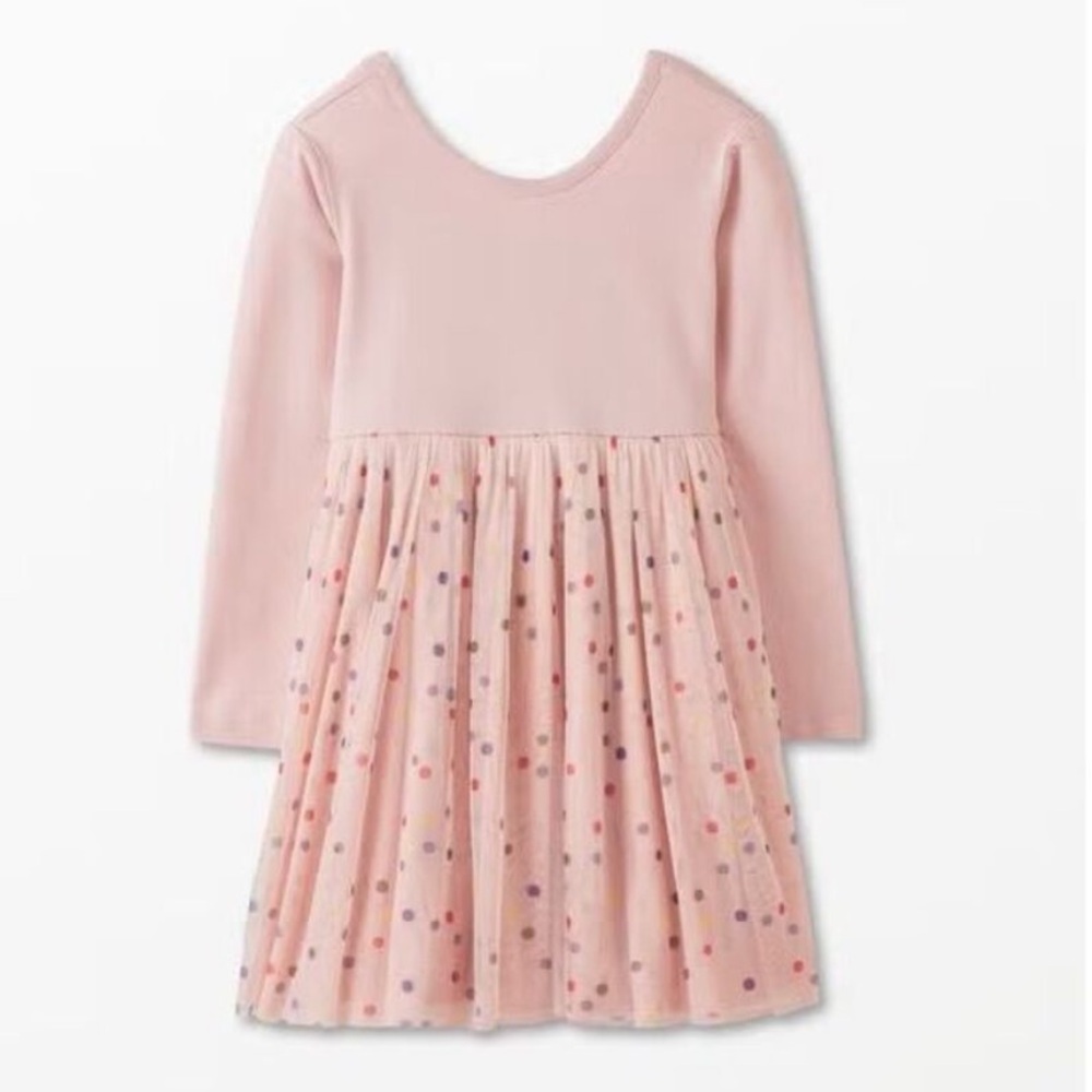 Hanna Andersson Long Sleeve Tulle Dress In Pink Polka Dot